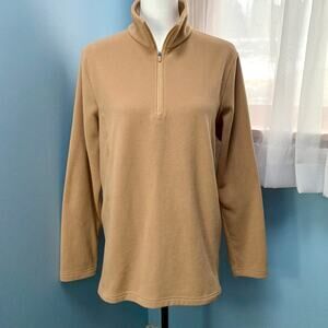 Lands' End Camel Quarter Zip Fleece Pull Over Size Large